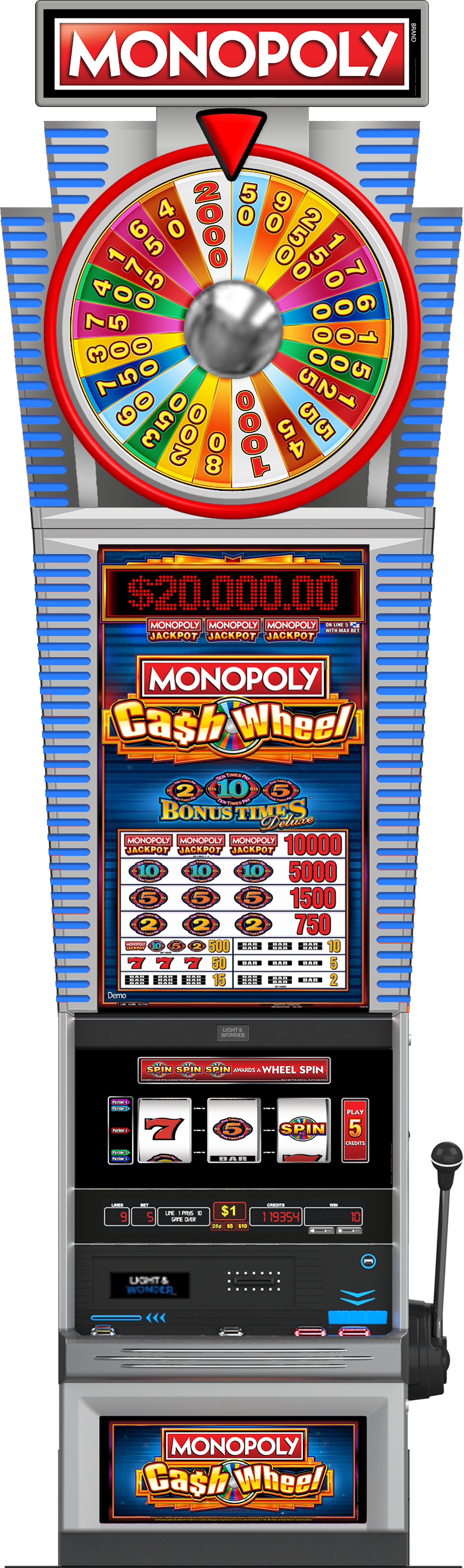 Monopoly Cash Wheel - Bonus Times Deluxe NAP Cabinet